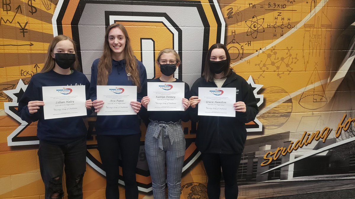 EricDouglas45's tweet photo. Congratulations to Lillian Haley, Ava Papai, Kaitlyn Denney, and Gracie Hamilton for being recognized as Dalevilles Rising Stars of Indiana. https://t.co/DHVRk39se7