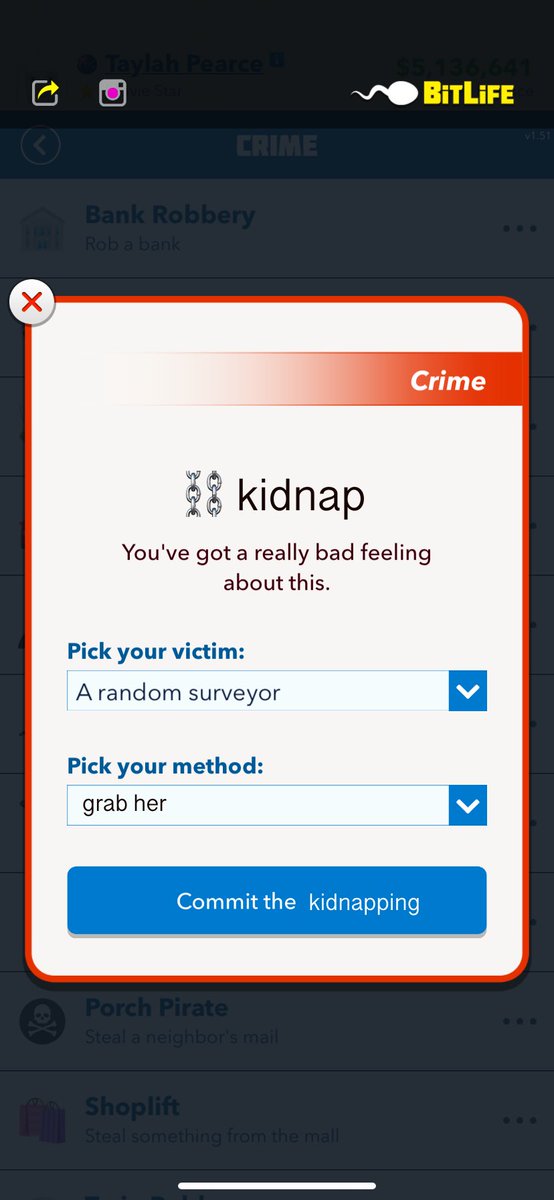 okaylolss's tweet photo. Kidnapping concept for #Bitlife #bitlifeconcept https://t.co/IAPlklxz4I