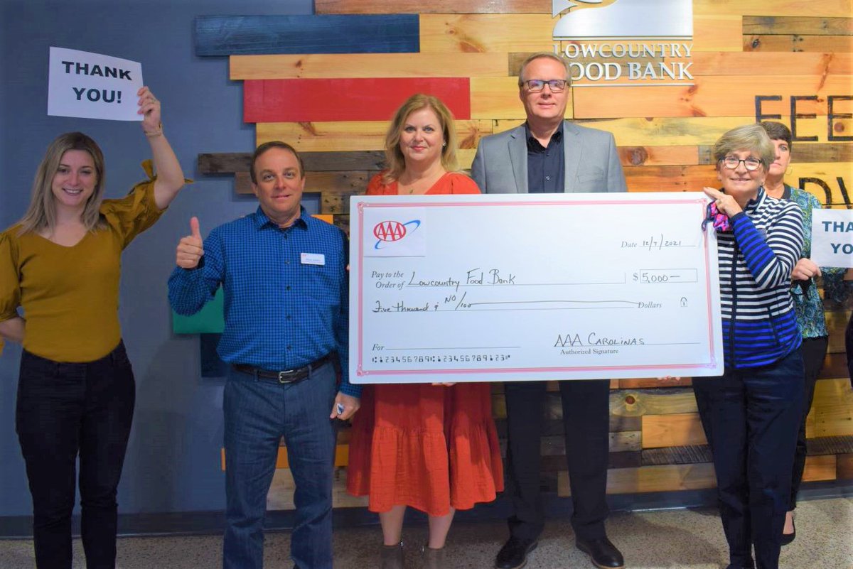 As part of our Adopt-a-Charity program to support families in need during the holidays, we gave $5,000 to <a href="/LCFoodBank/">Lowcountry Food Bank</a> in North Charleston! Thanks for all you do! #endhunger #fighthunger