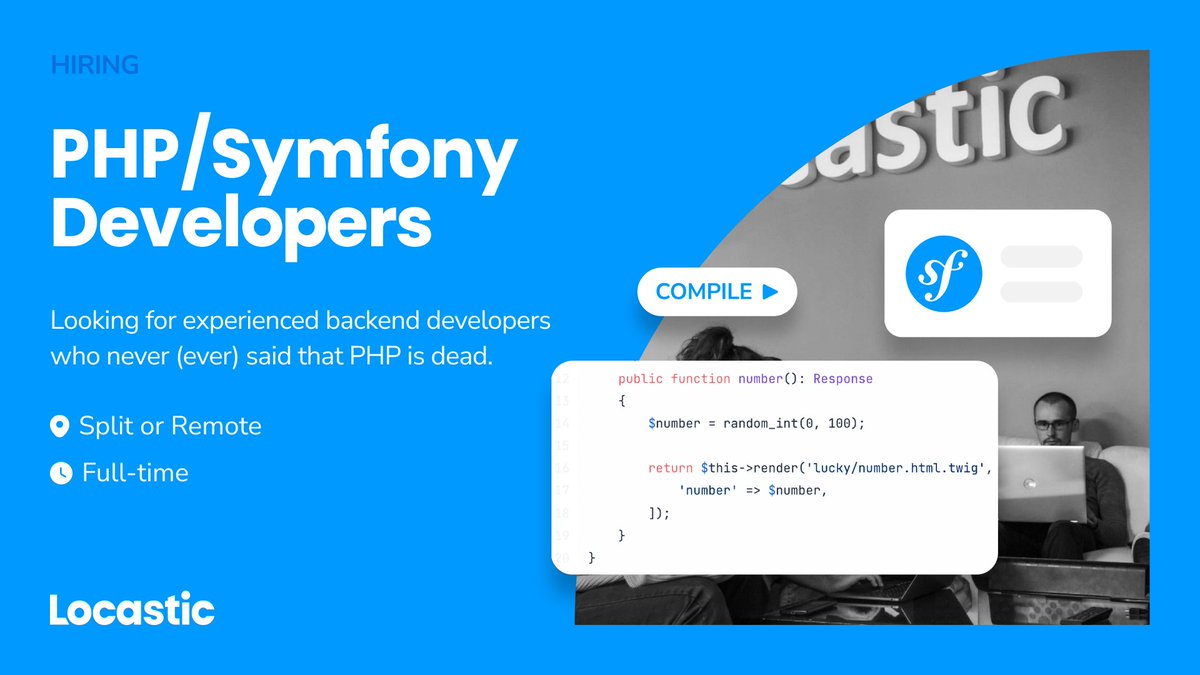 Locastic's tweet image. We're quite proud of our backend team - @Sylius partners, conference speakers, #OpenSource contributors, active #Symfony and #ApiPlatform community members, constantly learning and improving with each project.
Would you like to join them?
👉 locastic.com/career/senior-…