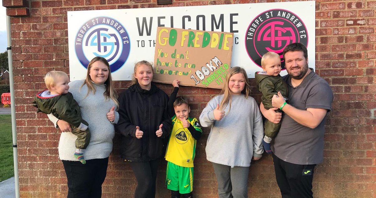 Wow! Freddie we are so proud of you! What an achievement to have run 100km in 28 days, raising £2500 for the Jenny Lind and NCFC community sports foundation. What a star! <a href="/NorwichCityFC/">Norwich City FC</a> <a href="/NNUH/">Norfolk and Norwich University Hospitals</a>