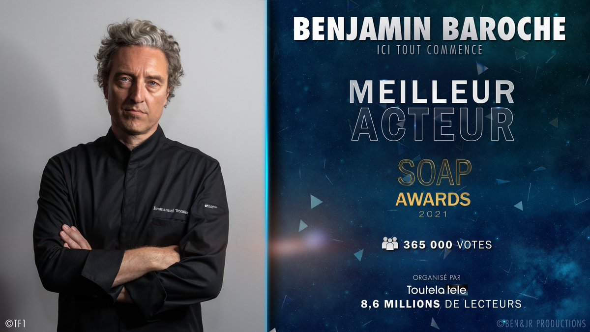 ⭐️ Félicitations à #BenjaminBaroche qui remportent le prix du MEILLEUR ACTEUR aux #SoapAwardsFR 2021 👏

#Teyssier #ITC #IciToutCommence #TF1 <a href="/TF1/">TF1</a>  <a href="/ITC_TF1/">Ici Tout Commence</a>