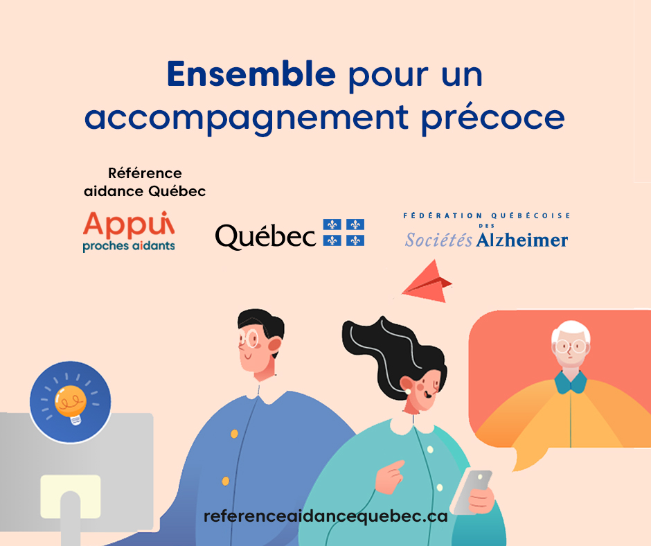 Referenceaidancequebec.ca, c’est l’outil à connaître pour référer les personnes proches aidantes vers le service Info-aidant de l'Appui pour les proches aidants ou les Sociétés Alzheimer. Un formulaire en ligne simple et rapide à compléter pour un accompagnement précoce.