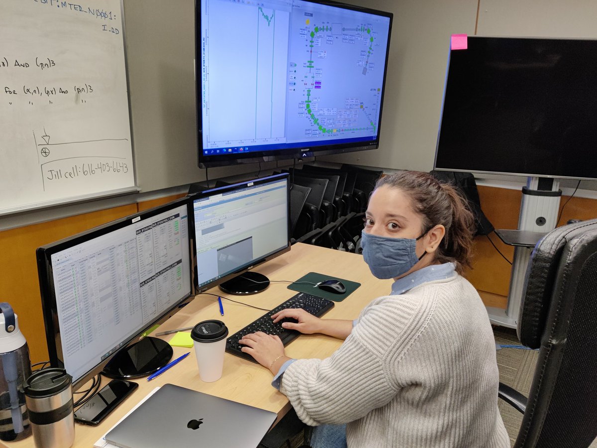 Georgios_Astro's tweet photo. Happening now... Physics PhD student @cmichSE Pely Tsintari controlling a beam of 40Ar isotopes through the SECAR recoil separator of FRIB for the first stage of her Thesis experiment! #cmichPHY #cmichSE https://t.co/xq32G0iftO