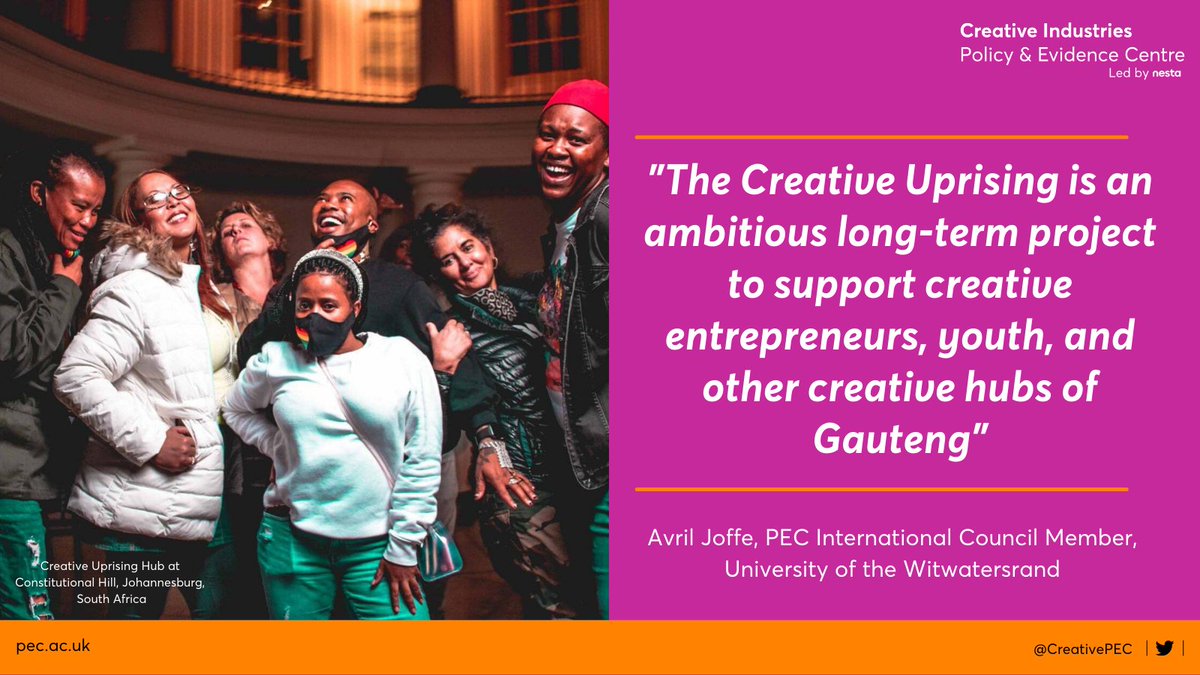 We asked <a href="/CreativePEC/">Creative Industries Policy & Evidence Centre</a>'s International Council to help celebrate a #CreativeIndustry org in their country.

<a href="/AvrilJoffe/">Avril Joffe</a> chose the Creative Uprising Hub in Johannesburg <a href="/VisitConHill/">Constitution Hill SA</a>
 
Discover more inspirational creative orgs in this blog:
👇👇👇👇

bit.ly/3EBokAz