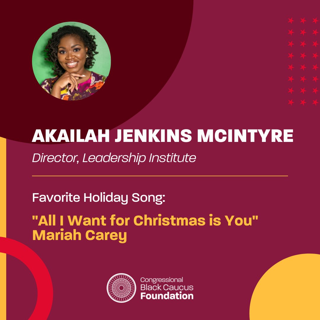 CBCFInc's tweet photo. It's the holiday season! This month, meet the people behind CBCF and their favorite holiday movie or song. Our first highlight is Akailah Jenkins McIntyre, Director of the Leadership Institute. #ItsGivingCBCF https://t.co/JtPWvfTWIZ
