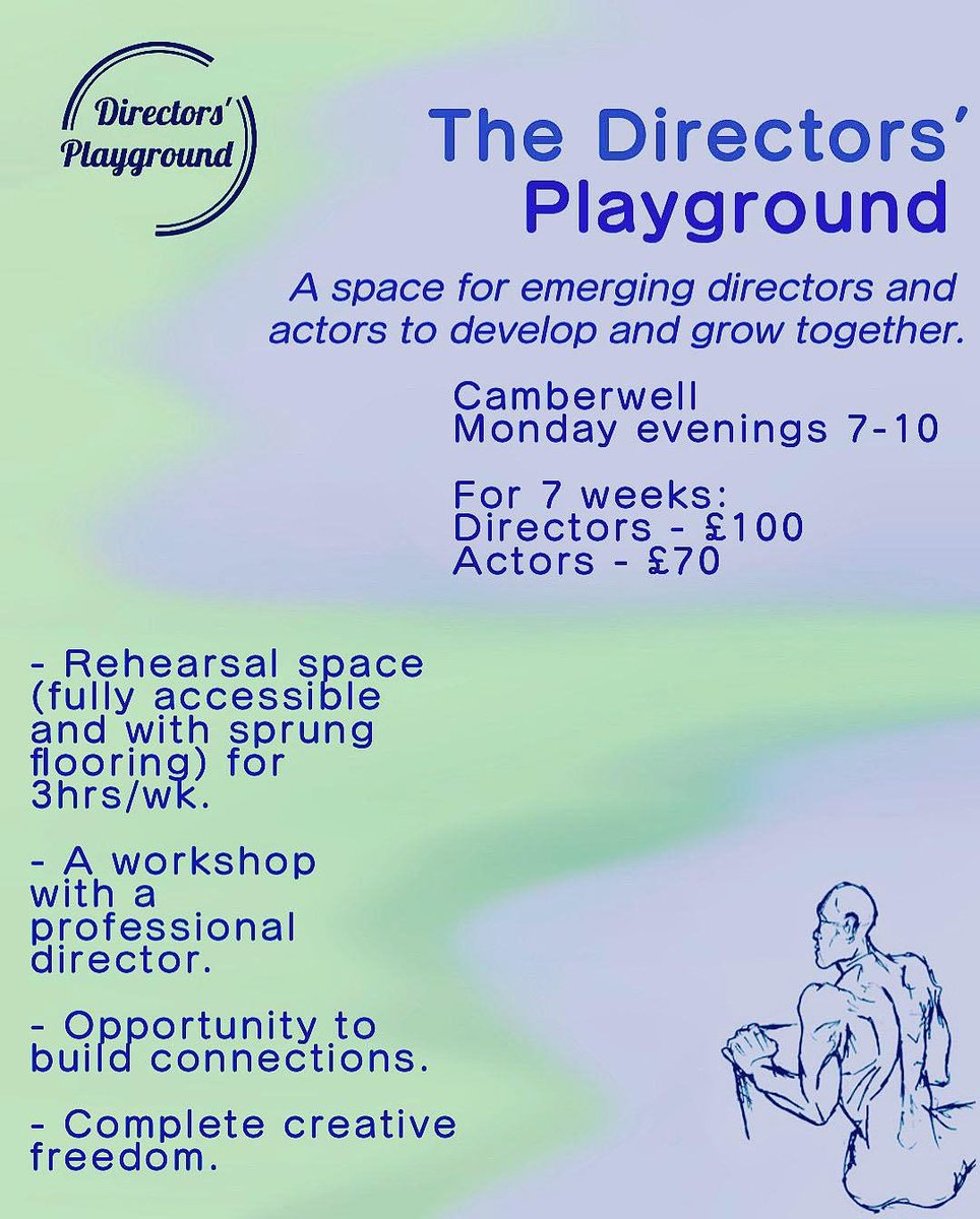 Dir_Playground's tweet photo. Calling all London-based actors and directors: we're an affordable, accessible new theatre workshop based in South London. 

Deadline for applications: 2nd Jan 2022. Get in touch via the info below. https://t.co/jgHrJ09BmF