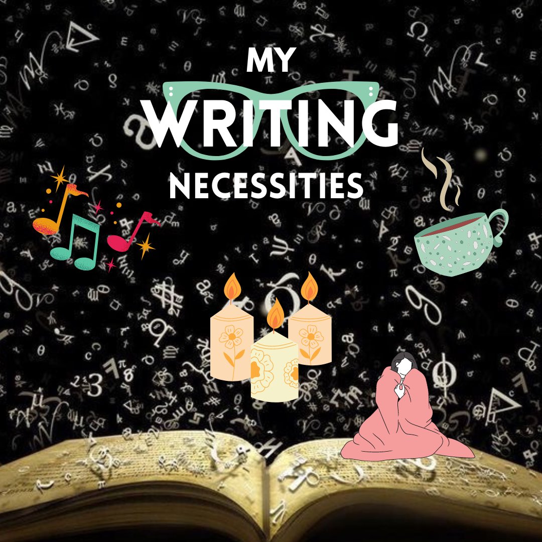 Meet the #22debuts Day 8: The Writing Necessities. Music, candles, a warm, snuggly blanket, matcha tea, and blue light computer glasses. 
#writingessentials #amwriting #WritingCommunity #writerscommunity #writerslife #authorlife #debutauthor #writing