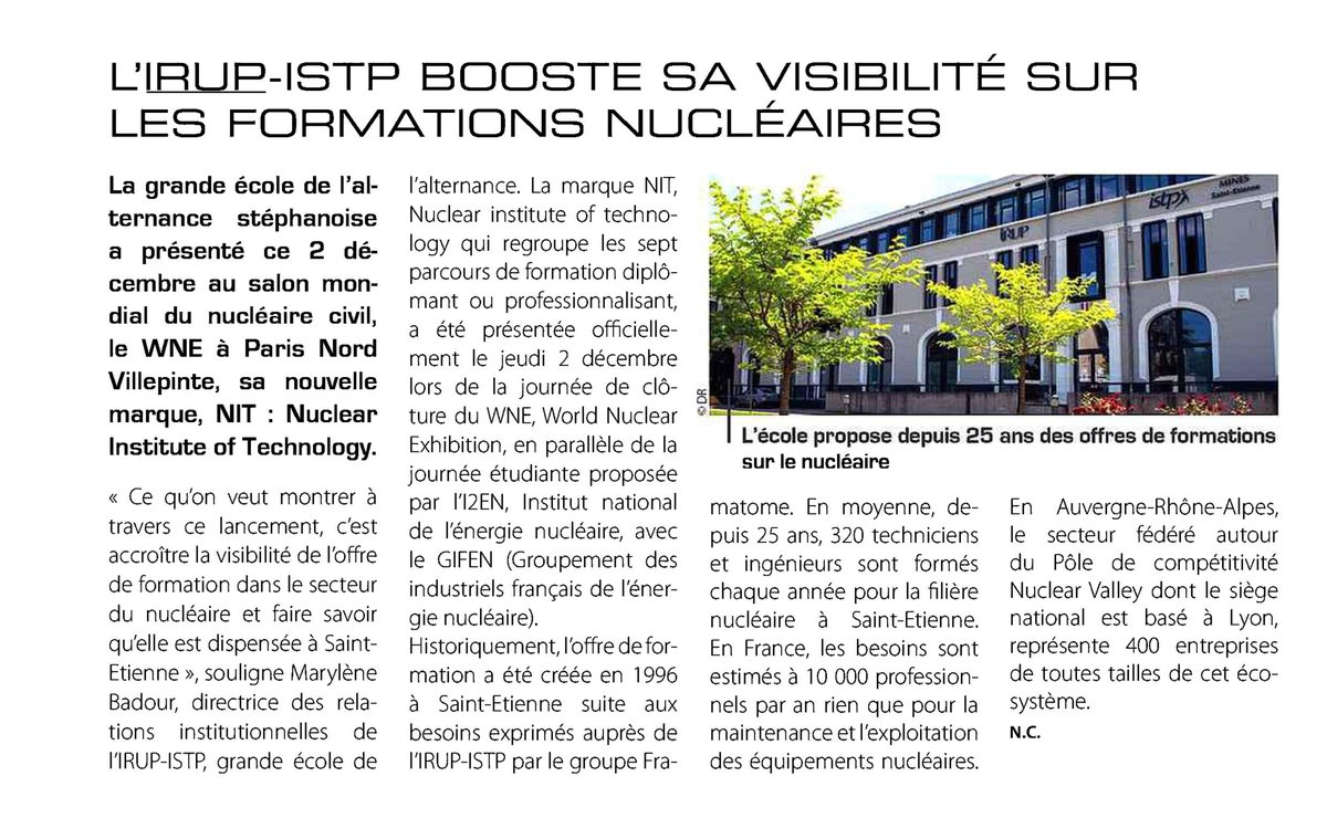 📰A lire dans <a href="/lessor42/">L'Essor Affiches</a> "𝗟’𝗜𝗥𝗨𝗣-𝗜𝗦𝗧𝗣 𝗮̀ 𝗦𝗮𝗶𝗻𝘁-𝗘𝘁𝗶𝗲𝗻𝗻𝗲 𝗯𝗼𝗼𝘀𝘁𝗲 𝘀𝗮 𝘃𝗶𝘀𝗶𝗯𝗶𝗹𝗶𝘁𝗲́ 𝘀𝘂𝗿 𝗹𝗲𝘀 𝗳𝗼𝗿𝗺𝗮𝘁𝗶𝗼𝗻𝘀 𝗻𝘂𝗰𝗹𝗲́𝗮𝗶𝗿𝗲𝘀"

Retour sur le lancement du <a href="/NITofficiel42/">Nuclear Institute of Technology</a> à l'occasion du <a href="/Exhibition_WNE/">WNE - World Nuclear Exhibition</a> ⤵

lessor42.fr/l-irup-istp-bo…