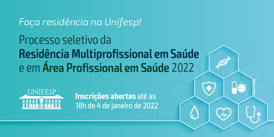 unifesp's tweet photo. Quer fazer #residência com a gente?
As inscrições para os programas de #ResidênciaMultiprofissional em #Saúde já estão abertas e vão até o dia 4 de janeiro de 2022. Confira mais informações e editais em: https://t.co/VGb88jppjt. #unifesp #somosunifesp #coremu #vagasderesidência https://t.co/35muAMEttx