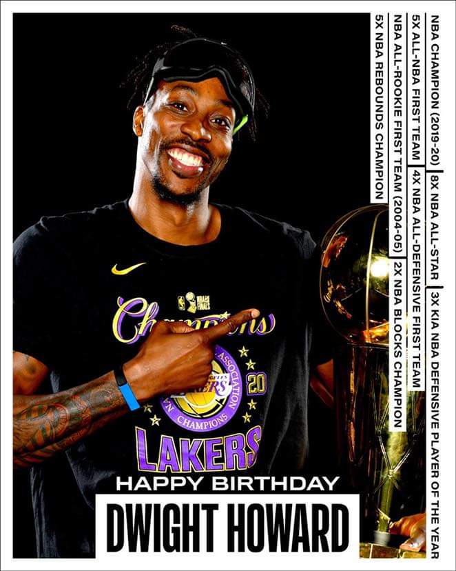 Join us in wishing Dwight Howard of the Los Angeles Lakers a HAPPY 36th BIRTHDAY! 