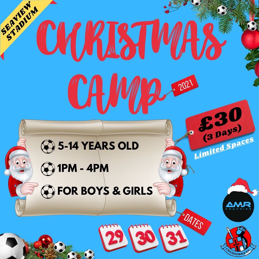 AMJRCoaching's tweet photo. 🎅⚽️ ℂ𝕙𝕣𝕚𝕤𝕥𝕞𝕒𝕤 ℂ𝕒𝕞𝕡 𝟚𝟘𝟚𝟙 ⚽️🎅 
🚨𝑰𝒏𝒄𝒍𝒖𝒅𝒆𝒔 𝑿𝒎𝒂𝒔 𝑭𝒓𝒆𝒆 𝑮𝒊𝒗𝒆𝒂𝒘𝒂𝒚 🚨

ᴡᴇ ᴀʀᴇ ᴅᴇʟɪɢʜᴛᴇᴅ ᴛᴏ ᴀɴɴᴏᴜɴᴄᴇ ᴅᴀᴛᴇꜱ ꜰᴏʀ ᴏᴜʀ 3 ᴅᴀʏ ᴄʜʀɪꜱᴛᴍᴀꜱ ᴄᴀᴍᴘ. https://t.co/hZXf1WUjzh