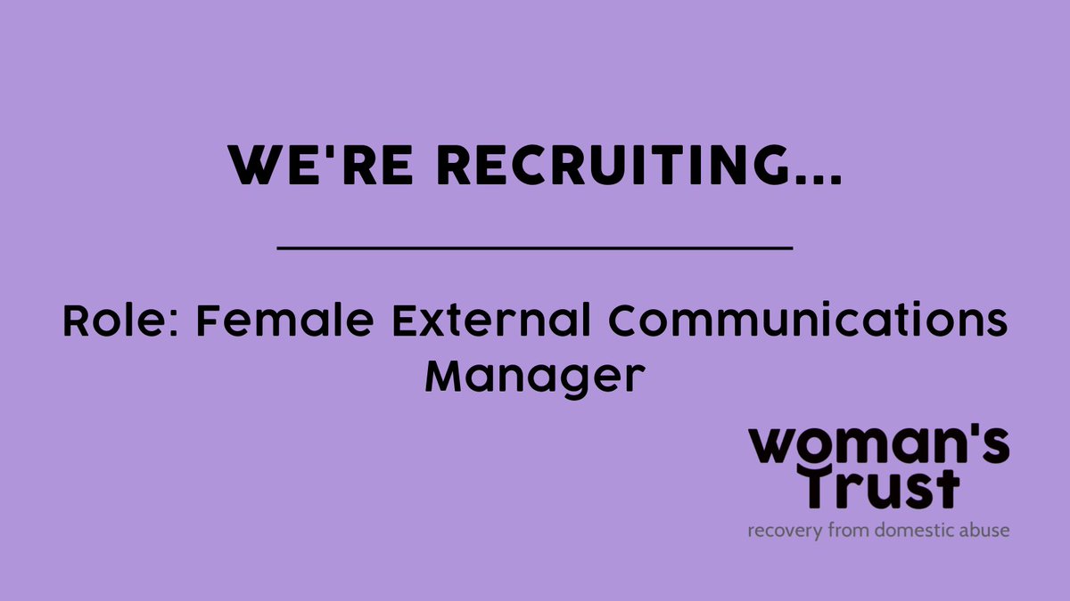 🚨 JOB ALERT 🚨 We're recruiting for a Female External Communications Manager. Find out more about this exciting role and how to apply > womanstrust.org.uk/job/female-com… 
Please share! #communications #hiring #jobs  #domesticabuse #mentalhealth #recruiting