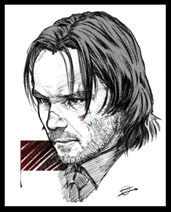 昨日飯時に観たジョン・ウィック:パラベラムが面白過ぎた!
絵はほぼ模写です。
ここ一年以上ほぼマリン船長しか描いてないけど資料を観て絵を描くことが習慣づいて観察力が少し上がったのか、男の絵も前よりちゃんと描けるようになった気がする。
#キアヌ・リーブス
#ジョンウィック
#JohnWick 