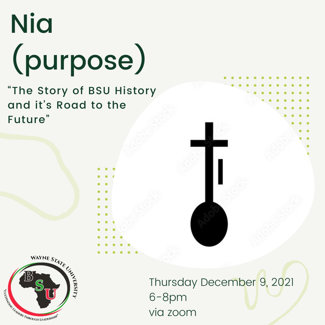 Good Morning Family tomorrow we will be discussing the principle Nia (purpose) with a presentation of BSU history and it’s Future. Please join us! ❤️🖤💚