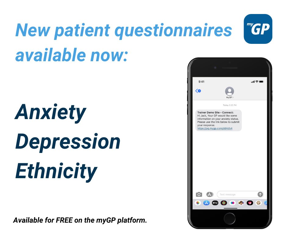 You asked - we've launched them. Now alongside BMI and Blood Pressure, patients can send their ethnicity data as well as the responses to their #GAD7 and #PHQ9 straight to the GPs inbox. GP/practice and want to know more, contact @mygp_Lukewyatt or your CSM