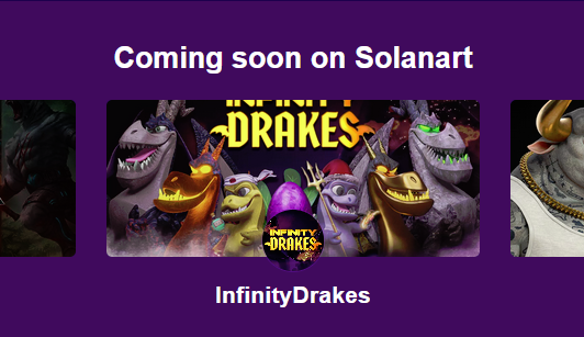 InfinityDrakes's tweet photo. 🥳We're excited to announce that InfinityDrakes will be listed post-launch on @SolanartNFT! 

To celebrate, we are giving away this special 1/1 Solanart honorary KingDrake to one lucky winner! 

Simply 1⃣Like, 2⃣Retweet, and 3⃣Follow @InfinityDrakes and @SolanartNFT to enter🌋 https://t.co/o6UtpkpuOf