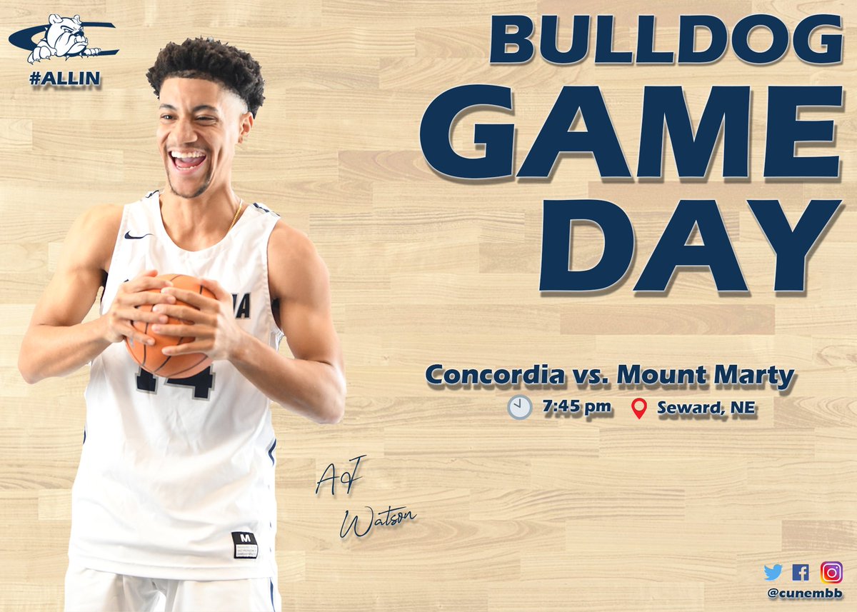 Concordia-NE Men’s Basketball (@cunembb) on Twitter photo Game 12.
🆚 Mount Marty University
⌚️ 7:45 pm CT
📍 Seward, NE
🖥 portal.stretchinternet.com/cun/
📻 <a href="/1049maxcountry/">104.9 Max Country</a>
#ALLIN Game 12.
🆚 Mount Marty University
⌚️ 7:45 pm CT
📍 Seward, NE
🖥 portal.stretchinternet.com/cun/
📻 <a href="/1049maxcountry/">104.9 Max Country</a>
#ALLIN