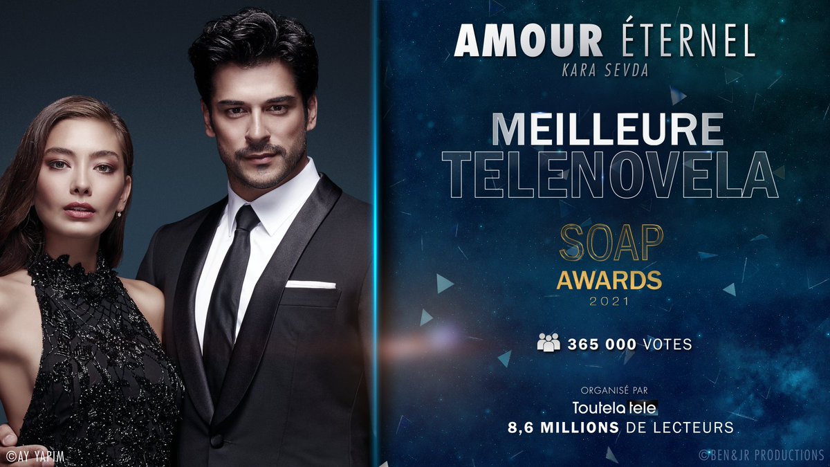 ⭐️ Félicitations à #AmourEternel #KaraSevda qui remporte le prix de la MEILLEURE TELENOVELA aux #SoapAwardsFR 2021 👏

<a href="/ayyapim/">AY YAPIM</a> #amoreterno