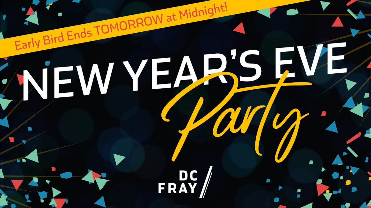DCFray's tweet photo. 🍾 We'll be ringing in 2022 at three great neighborhood locations, each with an OPEN BAR: @grandcentraldc, @irishtimesdc and @UnionMarketDC
💰 Early Bird Discount ends tomorrow, so snag your tickets NOW: https://t.co/0cruegZsui
#dcfray #fraylife #newyears #dc #events https://t.co/cj4xiVyUW3