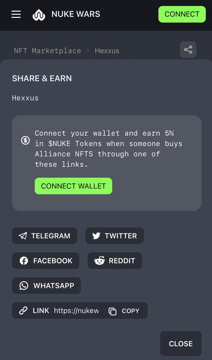 The_Real_Nuke_'s tweet photo. 🪙🪙 SHARE &amp; EARN 🪙🪙

Nuke is happy to introduce its referral program. It starts with Troop NFTs:

1. Click the share button on the top right of Troop NFT.
2. Choose your referral link (Twitter, Telegram, Whatsapp, etc.)
3. Share link and collect 5% in $NUKE on purchases 🤑 https://t.co/iqVleBYefU