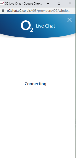Jono_23's tweet photo. Classic @O2 response when it becomes obvious the people operating the chat don't have any answers, chuck up the old connecting... https://t.co/Rvt8RaQ2vl