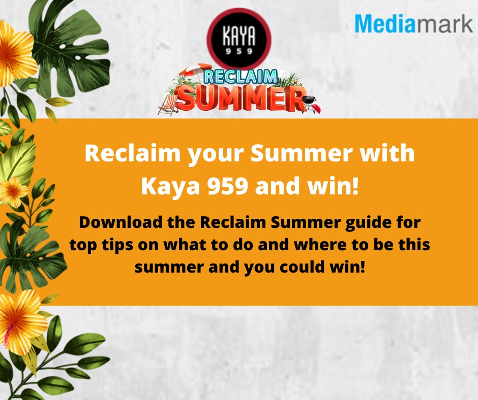 MediamarkSA's tweet photo. Looking for fun places to go to and things to do this summer, download the @KayaON959  Reclaim Summer NOW!
Enter now: https://t.co/bXwfashbqb 
Competition closes 8 December. 
#RadioAdvertising #ReclaimSummerGuide #Codeswitcher #BestOfSummer https://t.co/jGsD6Em9Qw