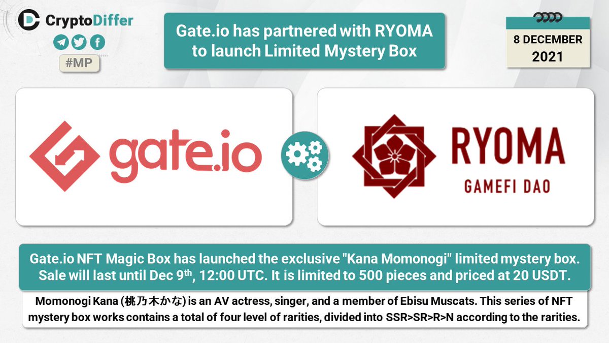 ❗️@Gate_io has partnered with @RyomaCrypto to launch Limited Mystery Box  Gate NFT Magic Box has launched the exclusive 