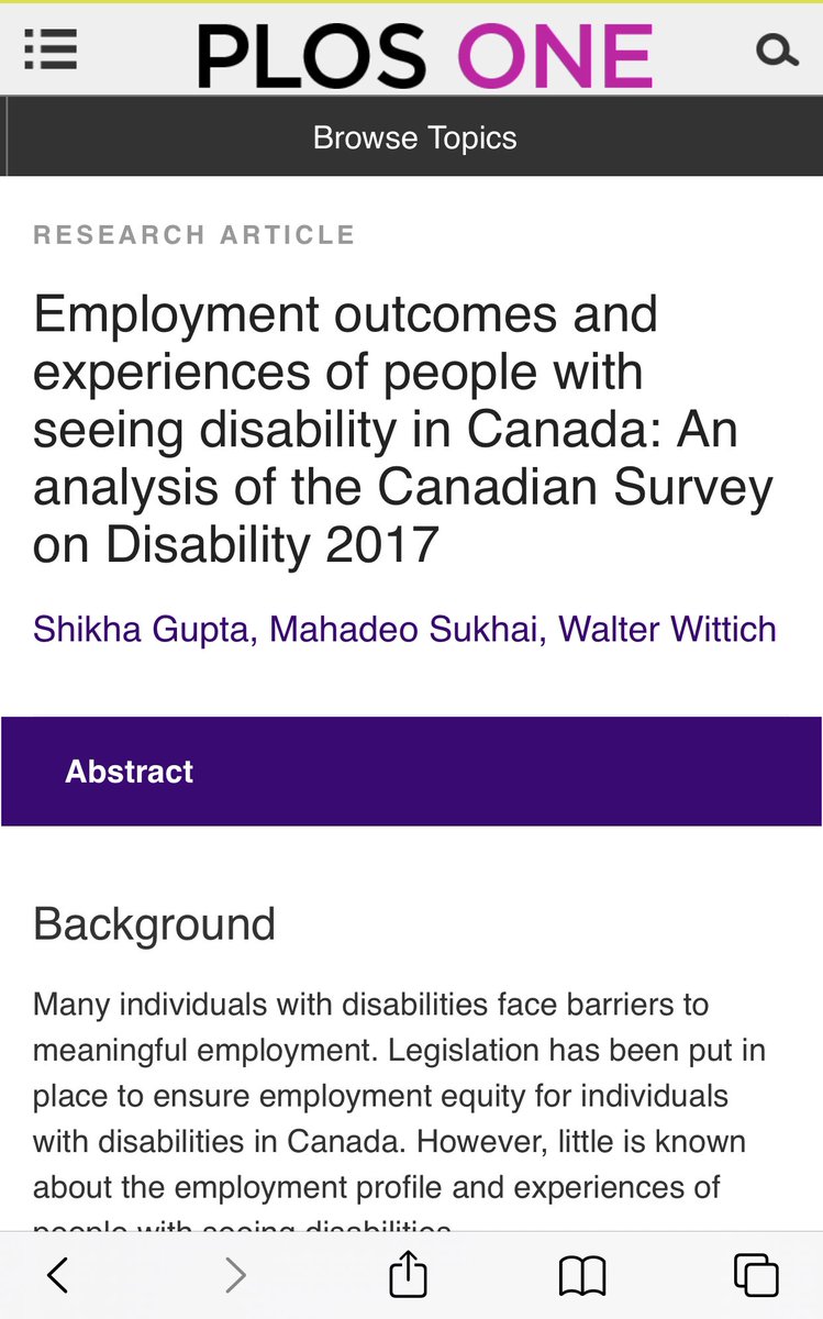 New study-Adults with seeing disability in Canada experience lower labour force participation than general population. Assist them with job search, job retraining, workplace accommodations. <a href="/AccessibleGC/">Accessible Canada</a> <a href="/ESDC_GC/">Employment and Social Development Canada</a> <a href="/_CDPA_/">Canadian Disability Policy Alliance</a> <a href="/ReseauVision/">Reseau Vision</a> <a href="/VisionLossRehab/">Vision Loss Rehabilitation Canada</a> @WalterWittich <a href="/PLOSONE/">PLOS One</a>