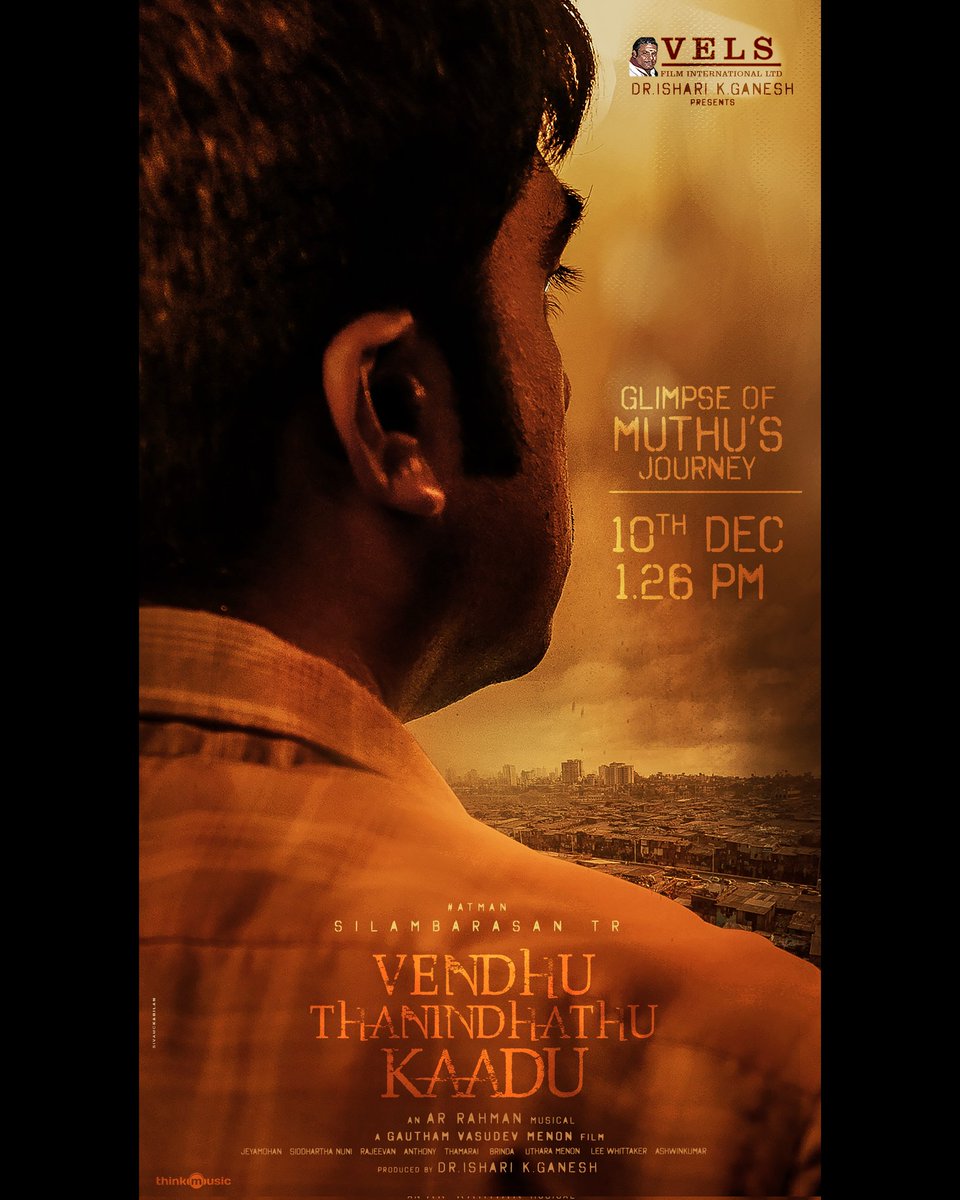simburajastr_'s tweet photo. Most Exciting Announcement ! 
Glimpse of #Muthu 's Journey from 
@VelsFilmIntl @SilambarasanTR_'s #VendhuThanindhathuKaadu Releasing On 10th DEC at 1.26pm .. https://t.co/5xKv9qUrNr