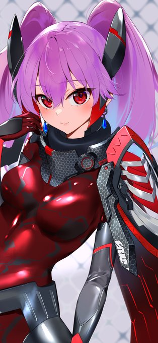 Skebリクエストで描かせていただきましたPSO2の自キャラちゃん!メタリックレッドのスーツとアーマーがカッコよすぎんよ。。ありがとうございました☺️ 