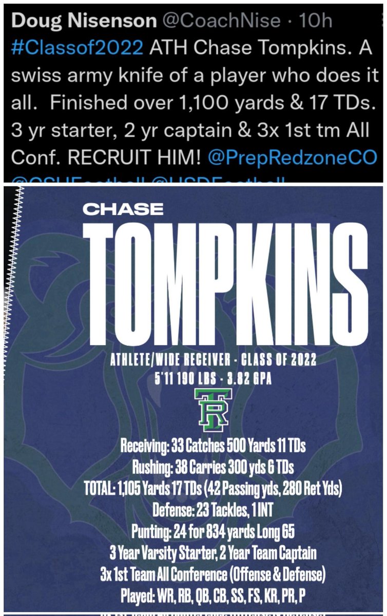 Tompkinsrem's tweet photo. Love @CoachJayNorvell @CSUFootball talk about respect, accountability, never give up. I got your poster child! My nephew @chasetompkins8 This kid gave me goosebumps every Fri night! #bobanddorisfootballscholarshiptotheirgreatgrandson @JoeParkerCSU #GORAMS @CoachNise https://t.co/cN1rYGGfFW