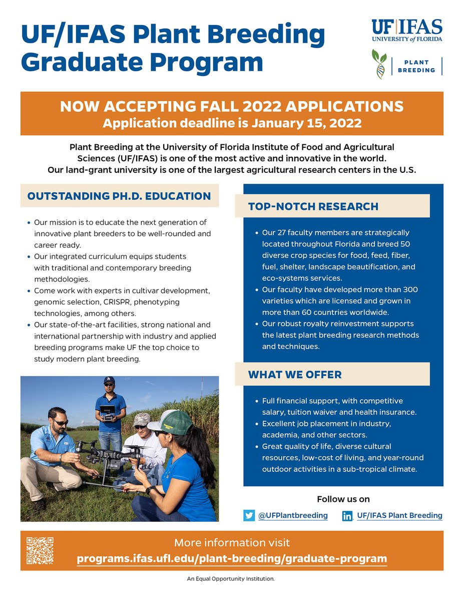 Fall 2022 Schedule Uf Uf/Ifas-Plantbreeding On Twitter: "Come Work With Experts In Cultivar  Development, Genomic Selection, Crispr, And Phenotyping Technologies At The  Top Choice Program To Study Modern Plant Breeding! Now Accepting Fall 2022  Applications! Deadline