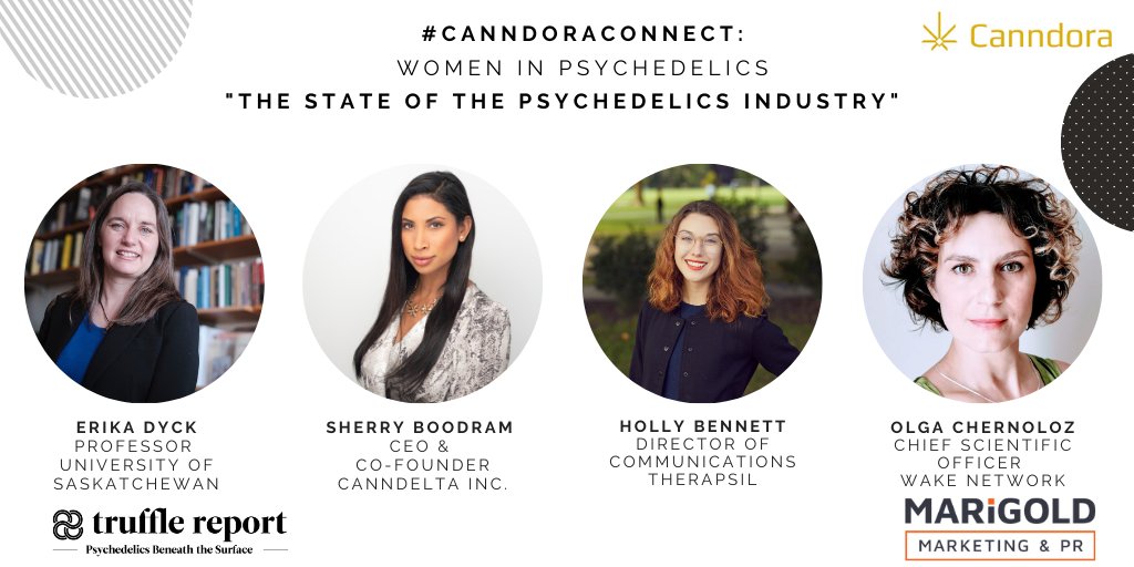 CanndoraConnect's tweet photo. #CanndoraConnect: #WomeninPsychedelics - is TODAY at 2:00 PM EST

The State of the Psychedelics Industry Panel🎤 
- Sherry Boodram -  @CannDelta 
- Holly Bennett - @TheraPsil 
- Olga Chernoloz - @wake_network 
- @erikadyckhist - University of Saskatchewan

https://t.co/GSCh3cw9wb https://t.co/zF9jT3WO3C