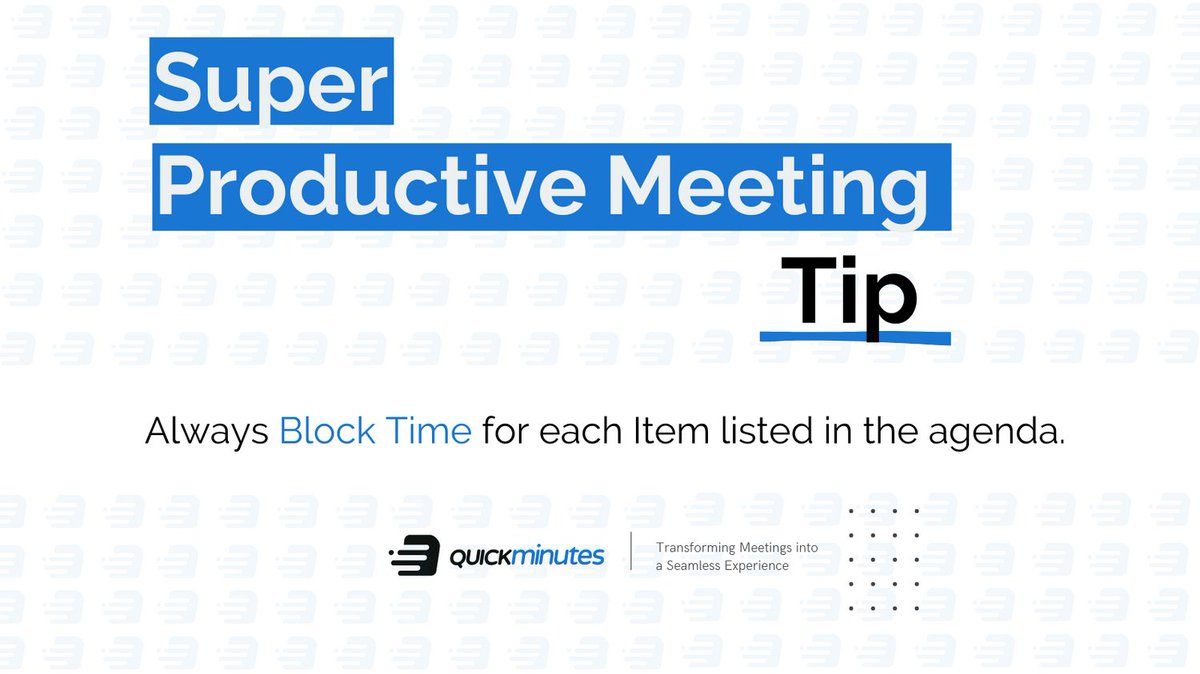 quick_minutes's tweet photo. Always Block Time for each item listed in the agenda. 

Do you agree? 

#Agenda #Meeting #ManageYourMeetings #UseQuickMinutes #MeetingTool #MeetingTechnology #TryQuickMInutes #HappyMeetingwithQM https://t.co/FwMrfeBG1J
