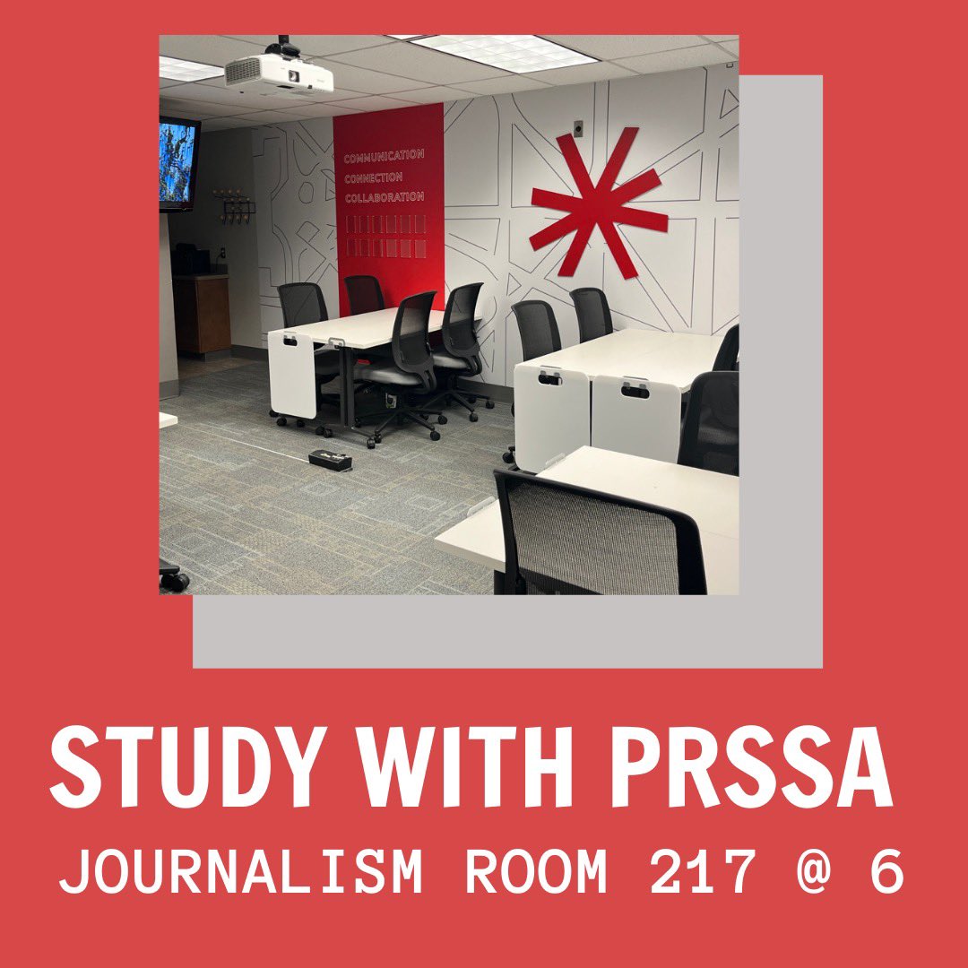 📖STUDY ALERT📖

Well, it’s officially that time of year. Come study with us in Journalism 217 at 6 p.m.! There will be snacks 🤩 

#prssa #finals #yougotthis
