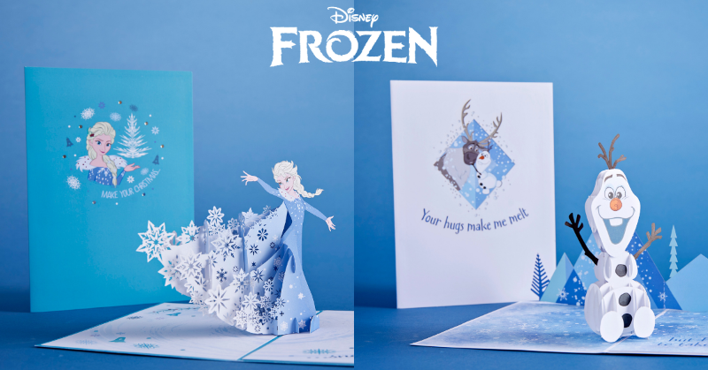 lovepop's tweet photo. Add a touch of winter wonderland to their holiday season with our newest @Disney Frozen designs. 💙 ❄️ #LovepopCards #DisneyFrozen #FrozenElsa #FrozenOlaf #WarmHugs
