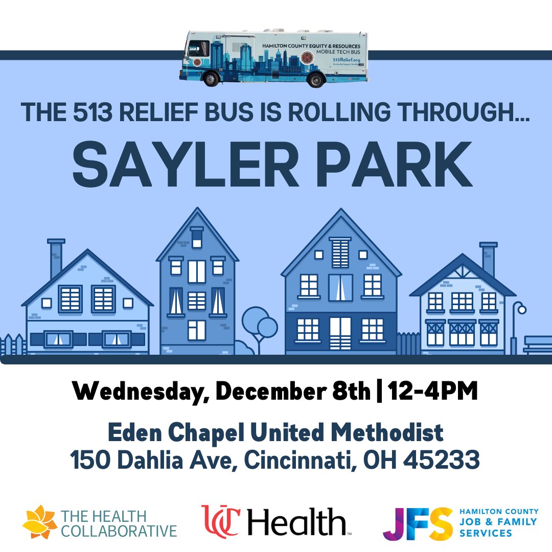 513Relief's tweet photo. Today the bus will stopping in Sayler Park from 12-4pm! 📍
We will have FREE covid vaccines, booster shots & home test kits provided by @hamcohealth
@hamiltoncojfs will also be on-site offering help with rent, utility, mortgage assistance and more!
#513reliefbus https://t.co/54j8HsN96I