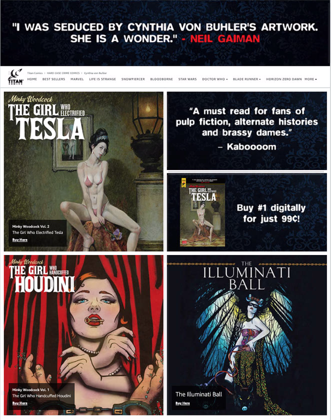 CynthVonBuhler's tweet photo. ✨Give the gift of graphic novels this holiday!✨ - https://t.co/sFZ9kFwEFR @titancomics @hardcasecrime @randomhouse #Tesla #houdini #illuminati #graphic novel #comics #books #nikolatesla #pulpbooks #truecrime #altfiction #tarantino #neilgaiman #robertmcginnis #JamesBond https://t.co/hQl3K4sh1H