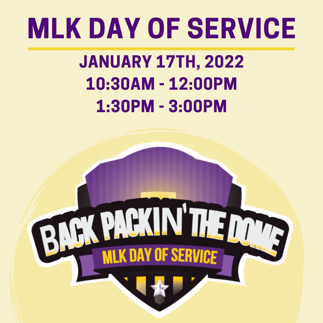With only one week left before the Semester ends, we want to remind everyone to put Back Packin' The Dome on their calendars! MLK Day is the Monday before classes start for the spring semester! Don't forget to add it to your calendar and to come back a few days early! Link in Bio