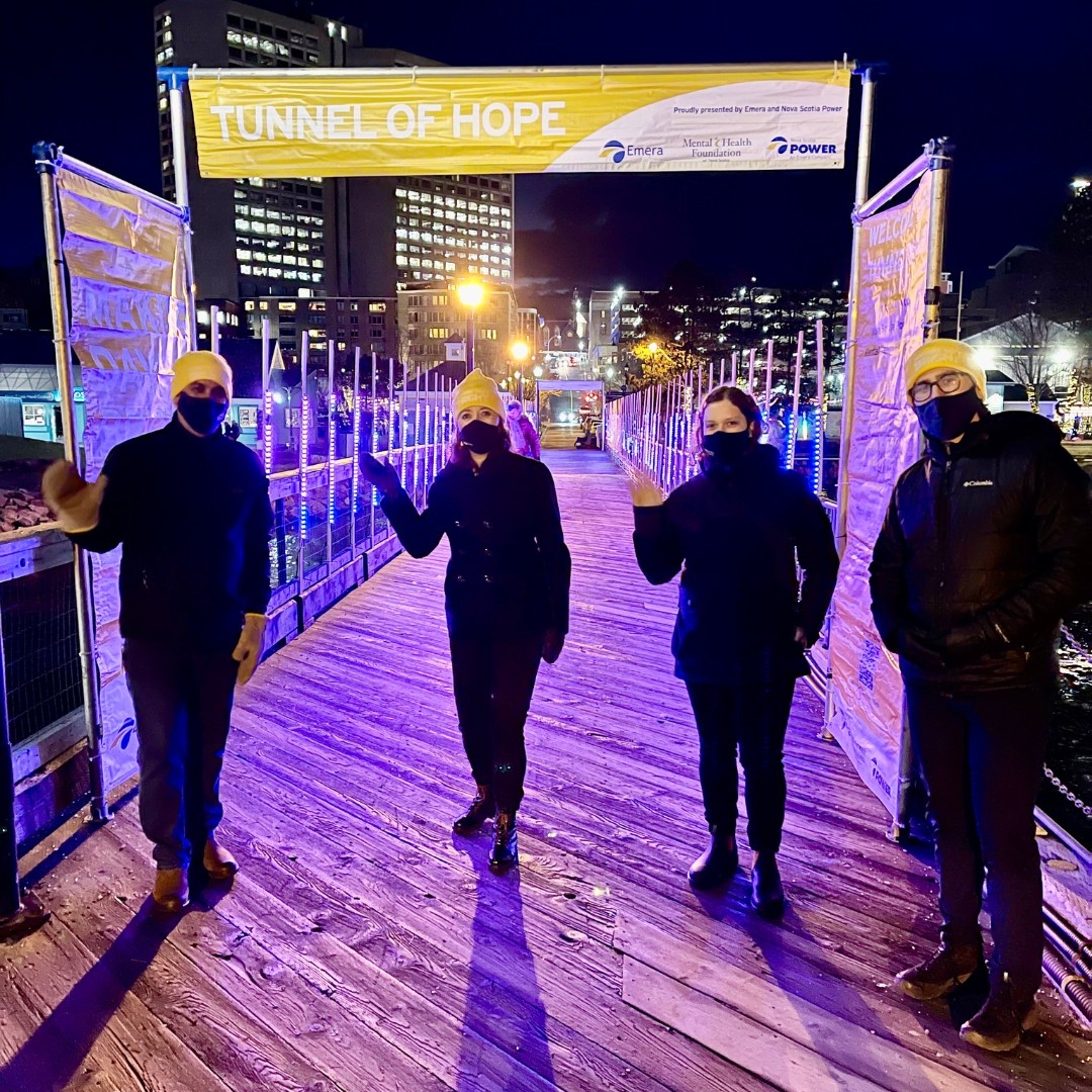 MentalHealthNS's tweet photo. We're making spirits bright with our friends @nspowerinc and Emera. 💡 Join us tonight at 5pm at the beautiful #TunnelofHope as we take in the sights and sounds under snowy skies. 🎄❄️#MakingDaysBright #EvergreenFestival https://t.co/QCPxs2LceF