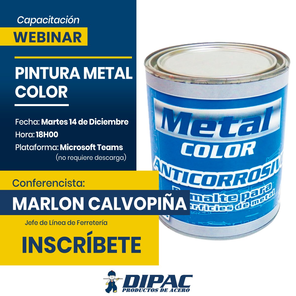 dipacmantasa's tweet photo. Pintura Metal Color es un recubrimiento protector fabricado a base de pigmentos anticorrosivos y resinas alquídicas de la más alta calidad y con excelente adherencia.

¿Te gustaría conocer más sobre este tema?
Inscríbete en el siguiente link:
https://t.co/JYxxhXxQW3 https://t.co/jZMuxw2iFP