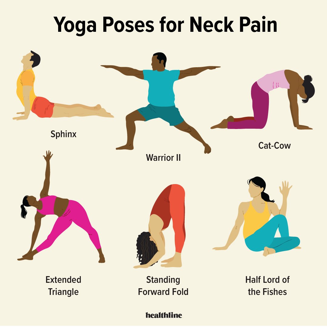 Healthline's tweet photo. When you spend most of your day staring at screens, neck pain is bound to happen. Incorporating these yoga poses into your daily routine can help relieve tension in the neck and lead to better posture. So let’s see that Sphinx Pose! Read on for details. https://t.co/viLmvcREsA https://t.co/hQYyompO5N