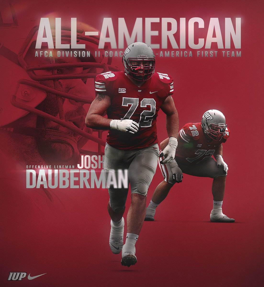 𝐉𝐨𝐬𝐡 𝐃𝐚𝐮𝐛𝐞𝐫𝐦𝐚𝐧: 𝐀𝐥𝐥-𝐀𝐦𝐞𝐫𝐢𝐜𝐚𝐧 🇺🇸

One of the best linemen to put on an IUP helmet was name 1st team All-America by the <a href="/WeAreAFCA/">AFCA</a>.

#ALLIN21 | #TalonsUp