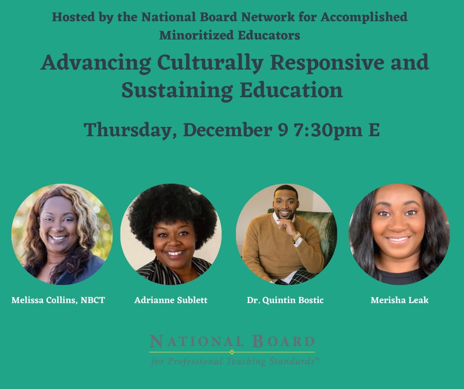 NBPTS's tweet photo. Don't miss @drquintinbostic @mrs_sublett @CollinsNBCT TOMORROW night on our #CoreConnections webinar! @TeachingLabHQ and @NBCTNAME will provide meaningful professional development! https://t.co/ypERbmdcuY https://t.co/urwovycxRU