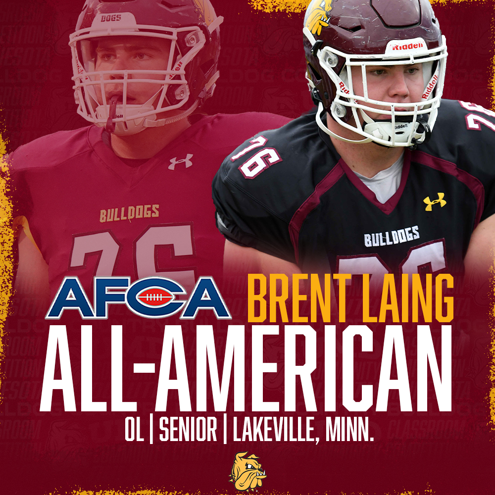UMD_Football's tweet photo. Big congratulations to offensive lineman Brent Laing for being named a @WeAreAFCA First Team All-American!

#EarnIt // #BulldogCountry https://t.co/1kzUK4lRdj