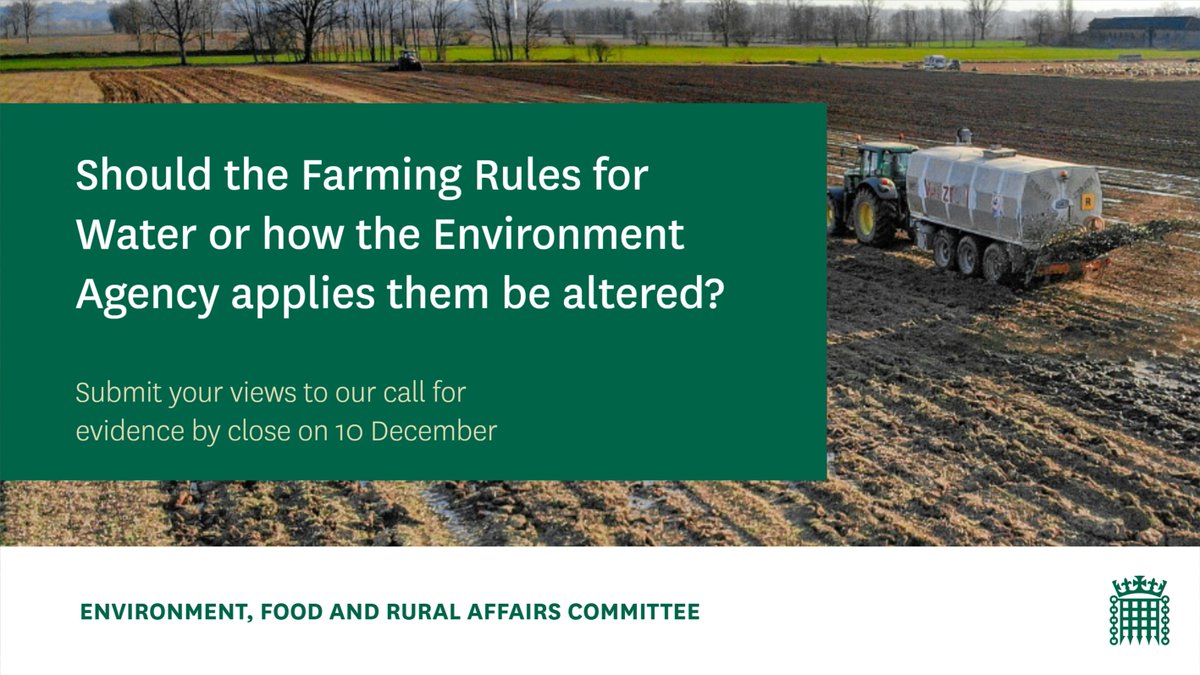 Is <a href="/EnvAgency/">Environment Agency</a>'s implementation of the Farming Rules for Water Regulation preventing farmers from spreading organic fertiliser?

⏰We've opened a call for evidence - tell us your views by the evening of Friday 10 December⏰

Submit via our website👇
committees.parliament.uk/call-for-evide…