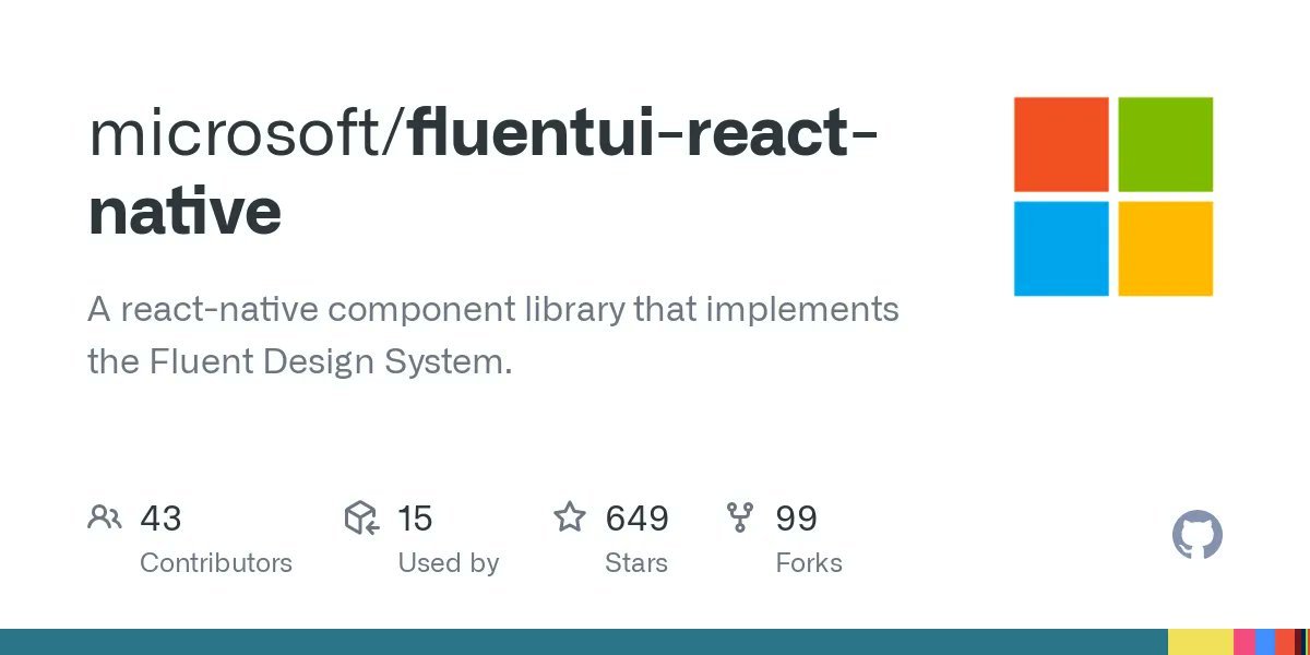 Want to use <a href="/fluentui/">Fluent UI</a> in your #reactnative app? They're working on an official React Native implementation! You can keep tabs on it on Github:

github.com/microsoft/flue…