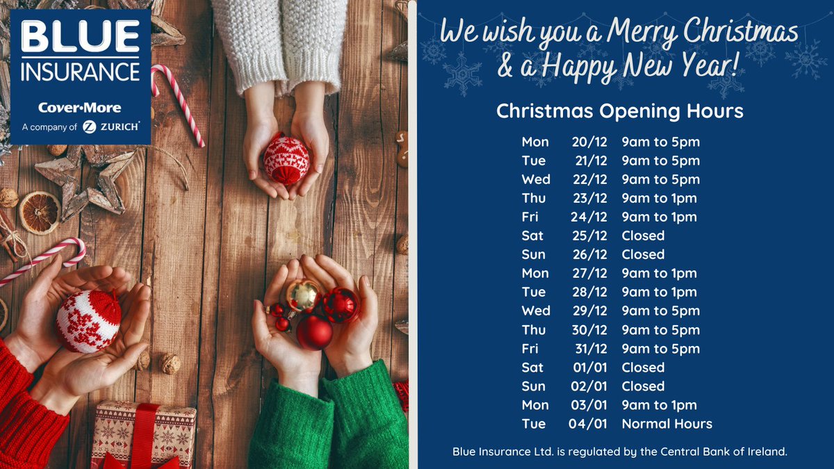 Here are our Christmas and New Year opening and closing times! #Christmas #newyear