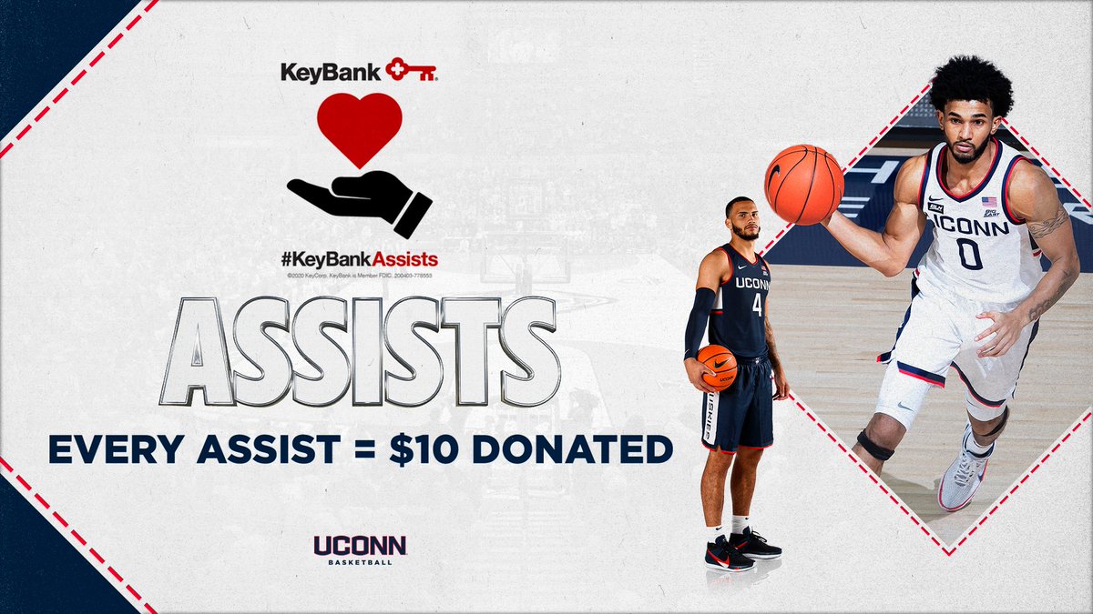 UConnMBB's tweet photo. This season, @keybank will be donating $10 to @girlzfortech for every assist the team has.
#KeyBankAssists https://t.co/4V0CJ5efX2